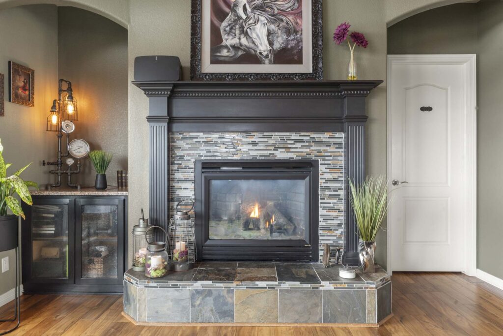 Real Estate photography of a fireplace inside a Colorado Springs Home