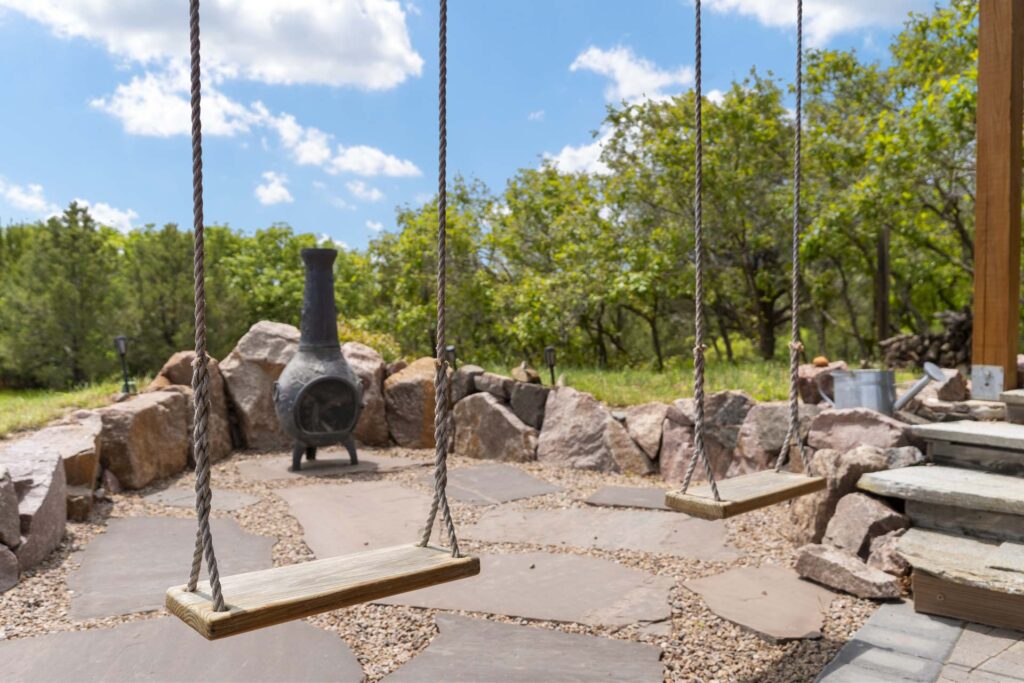 Outdoor swings at an Airbnb in Colorado Springs