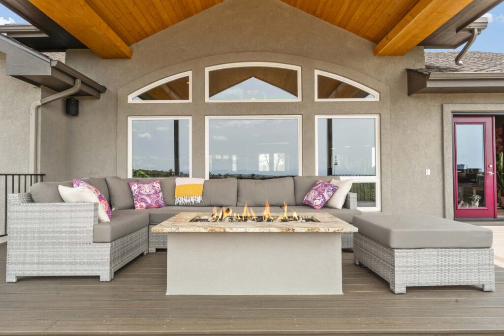 HDR Photograph of a large deck with fireplace