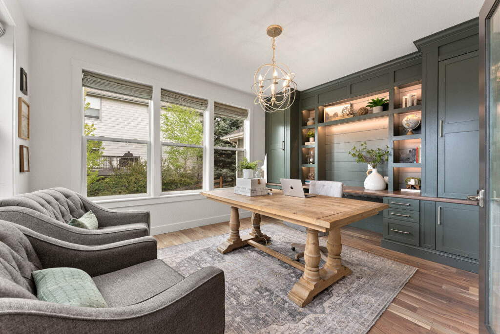 Luxury home office photographed for a Castle Rock real estate listing